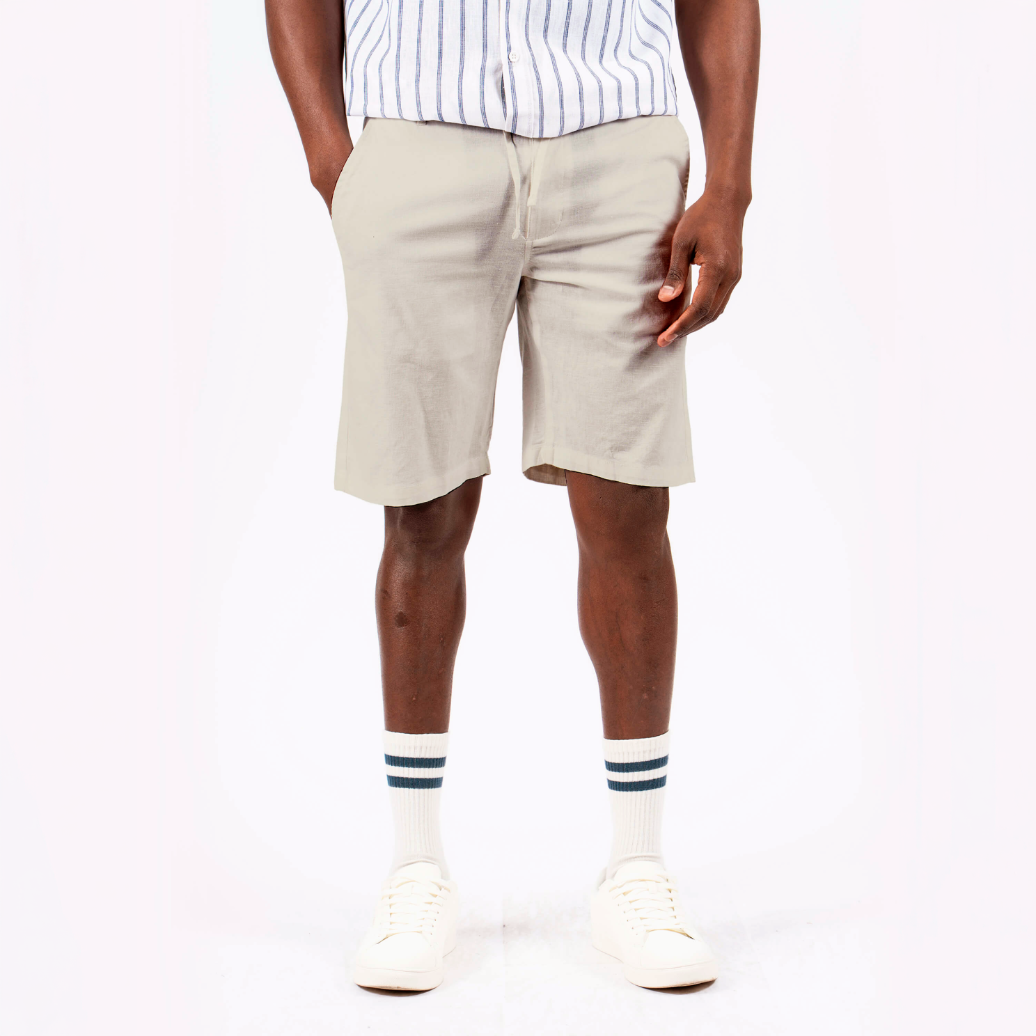 Marcus Wilson Herre Shorts   Hørmix Nacreous Clouds    i Store Plus Size Størrelser