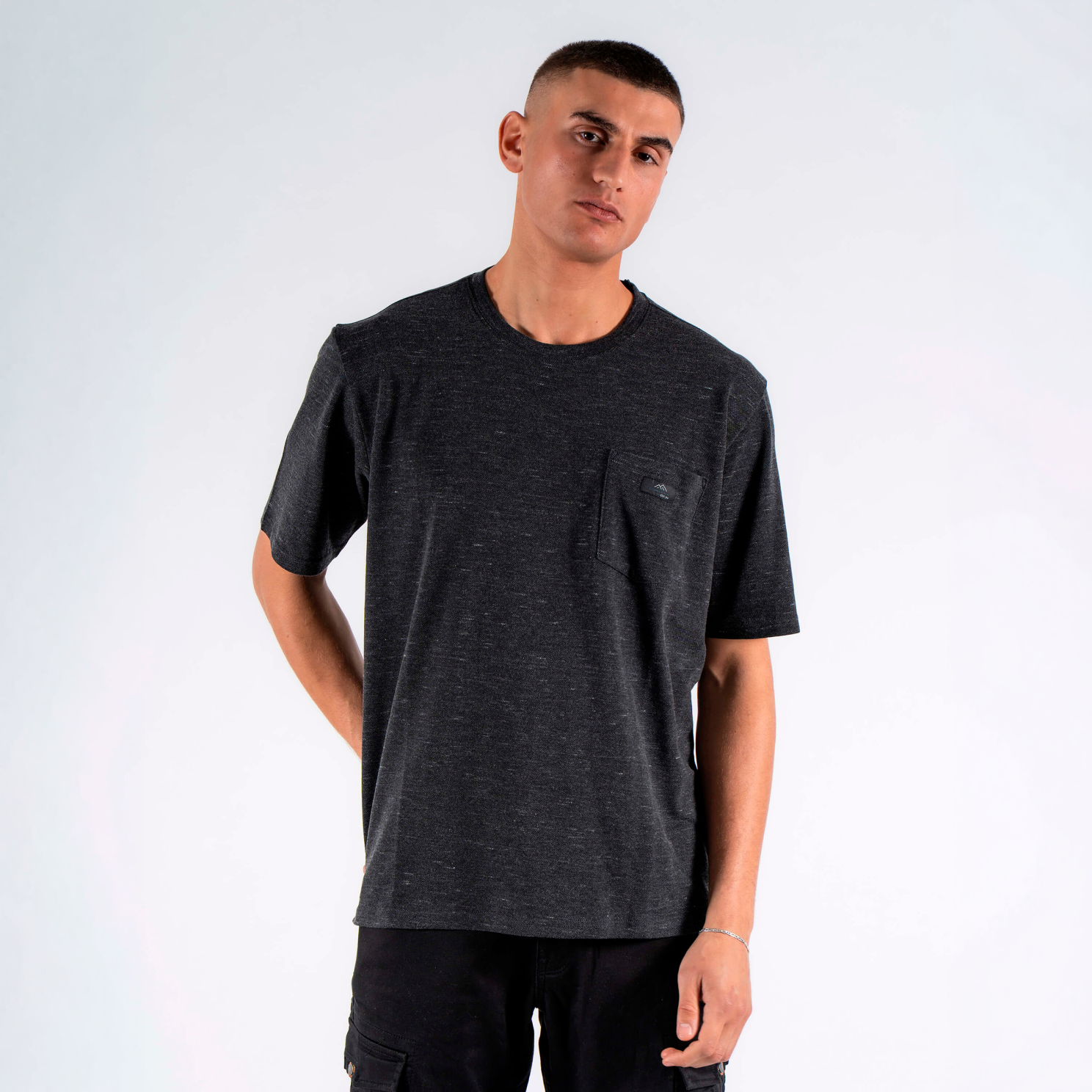 Marcus Zack Herre  -shirt Dark Grey Melange   i Store Plus Size Størrelser