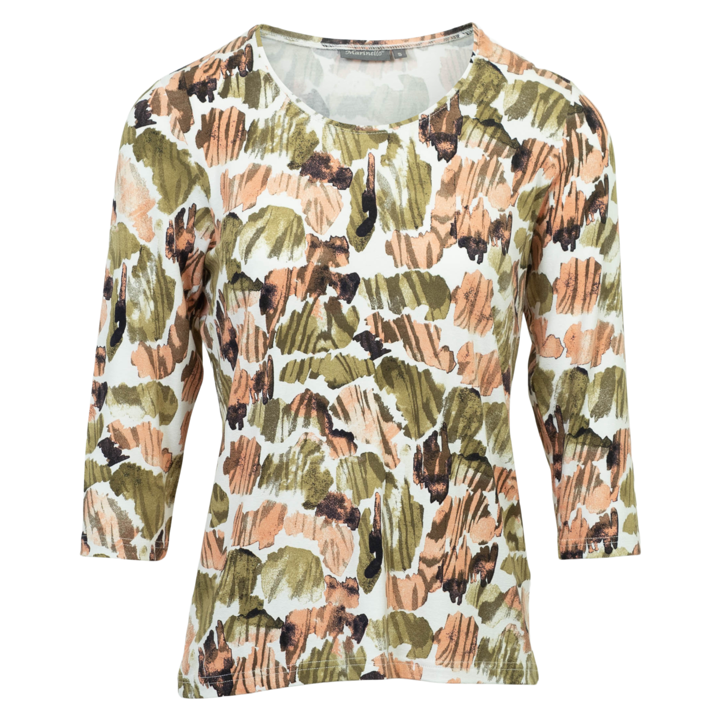 Marinello Dame T-shirt – Khaki med 3/4 Ærmer på Udsalg!