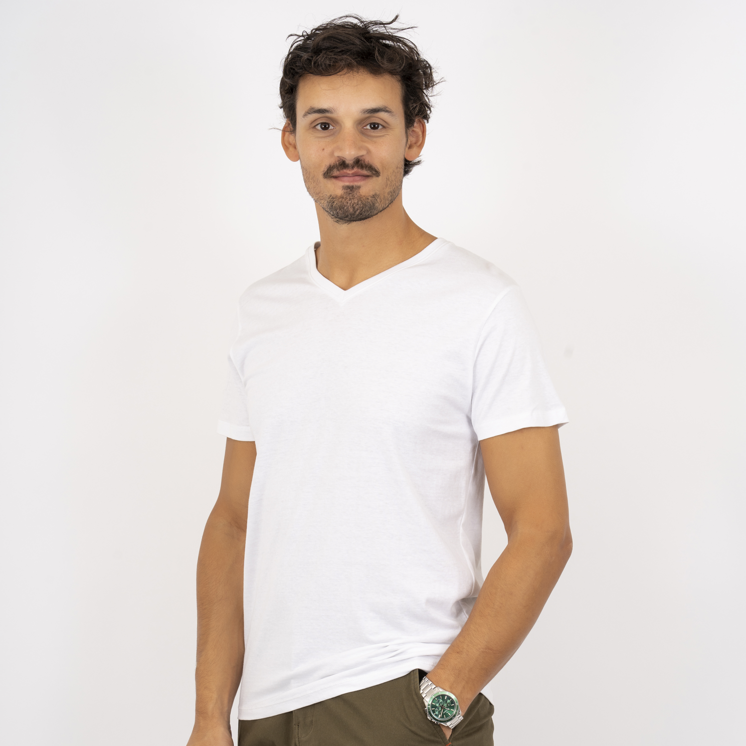 Nero Kiko Herre T-shirt – Lys Hvid Plus Size Tilbud