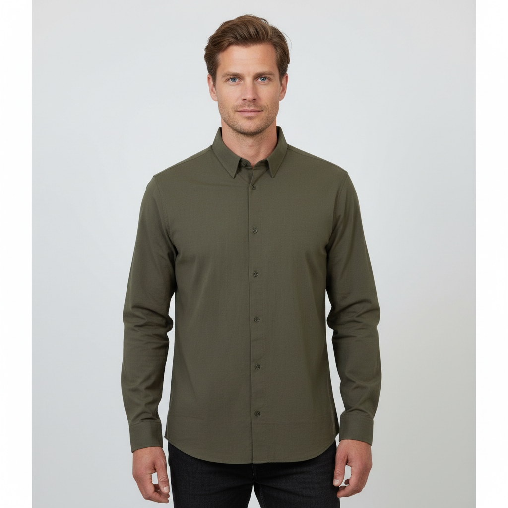 Nero Rio Herre Skjorte Army   i Store Plus Size Størrelser