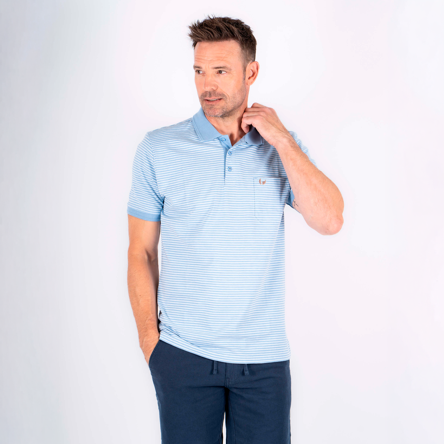 Pre End Avelon Herre Polo Blue   i Store Plus Size Størrelser