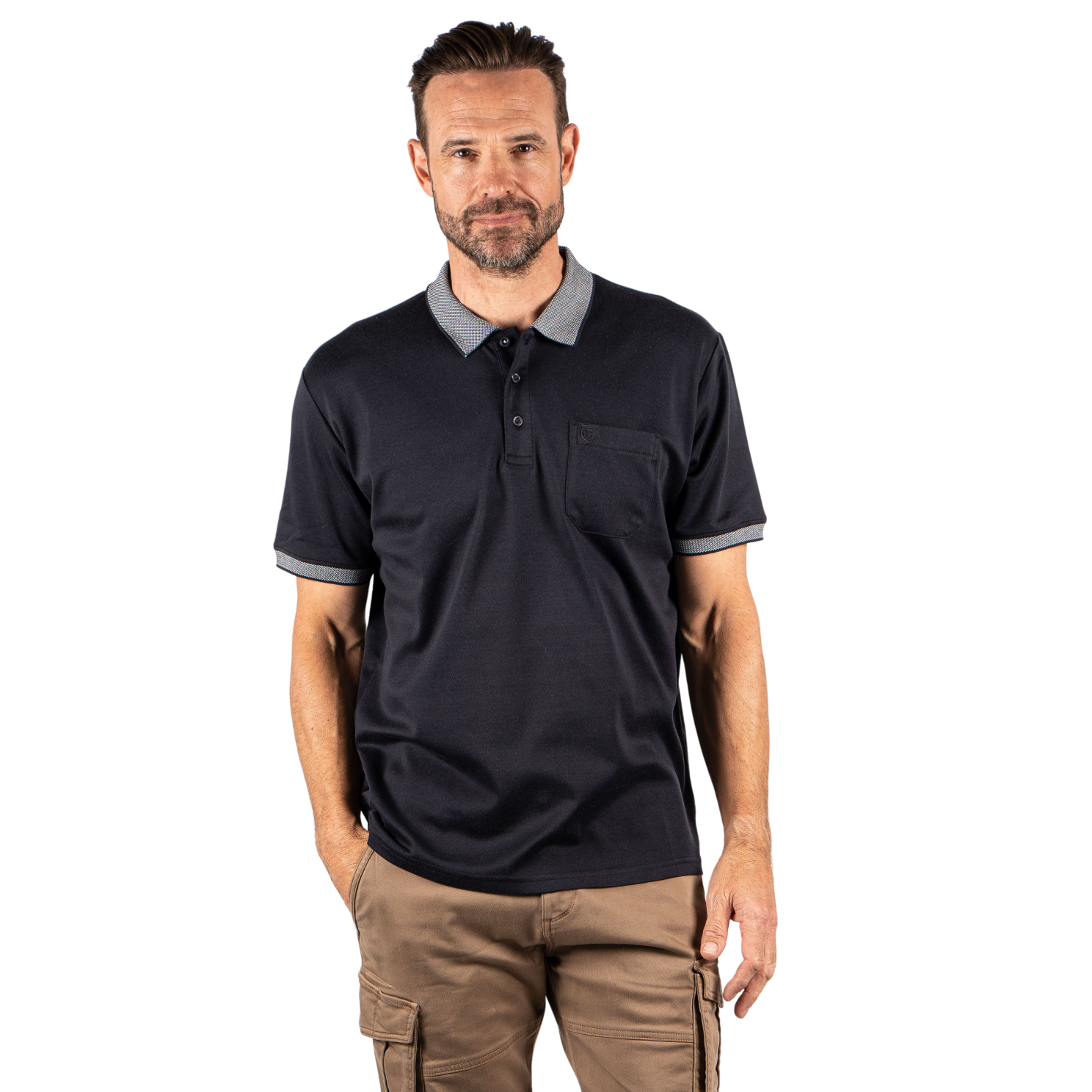 Pre End Texas Herre Polo i Navy – Plus Size Tilbud!