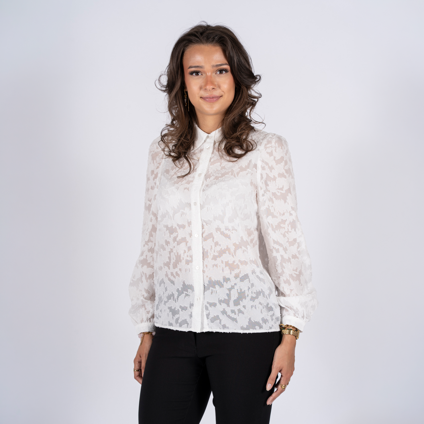 Sasia Berit Dame Skjorte Cloud Dancer White   i Store Plus Size Størrelser