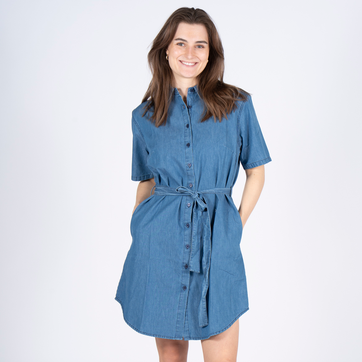 Sasia Charline Dame Kjole Cashmere Blue    i Store Plus Size Størrelser