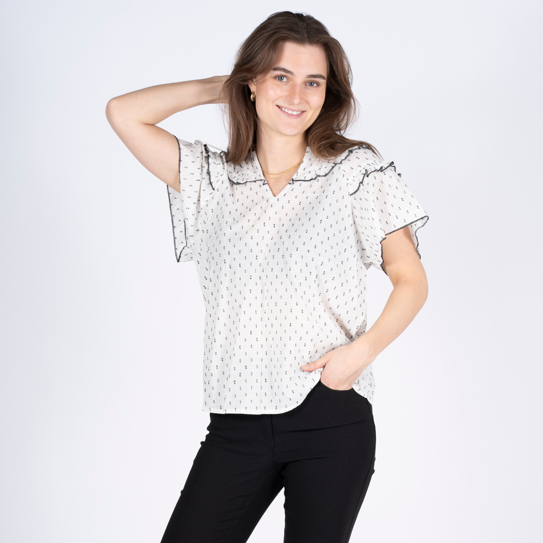 Sasia Dame  -shirt Cloud Dancer White   i Store Plus Size Størrelser