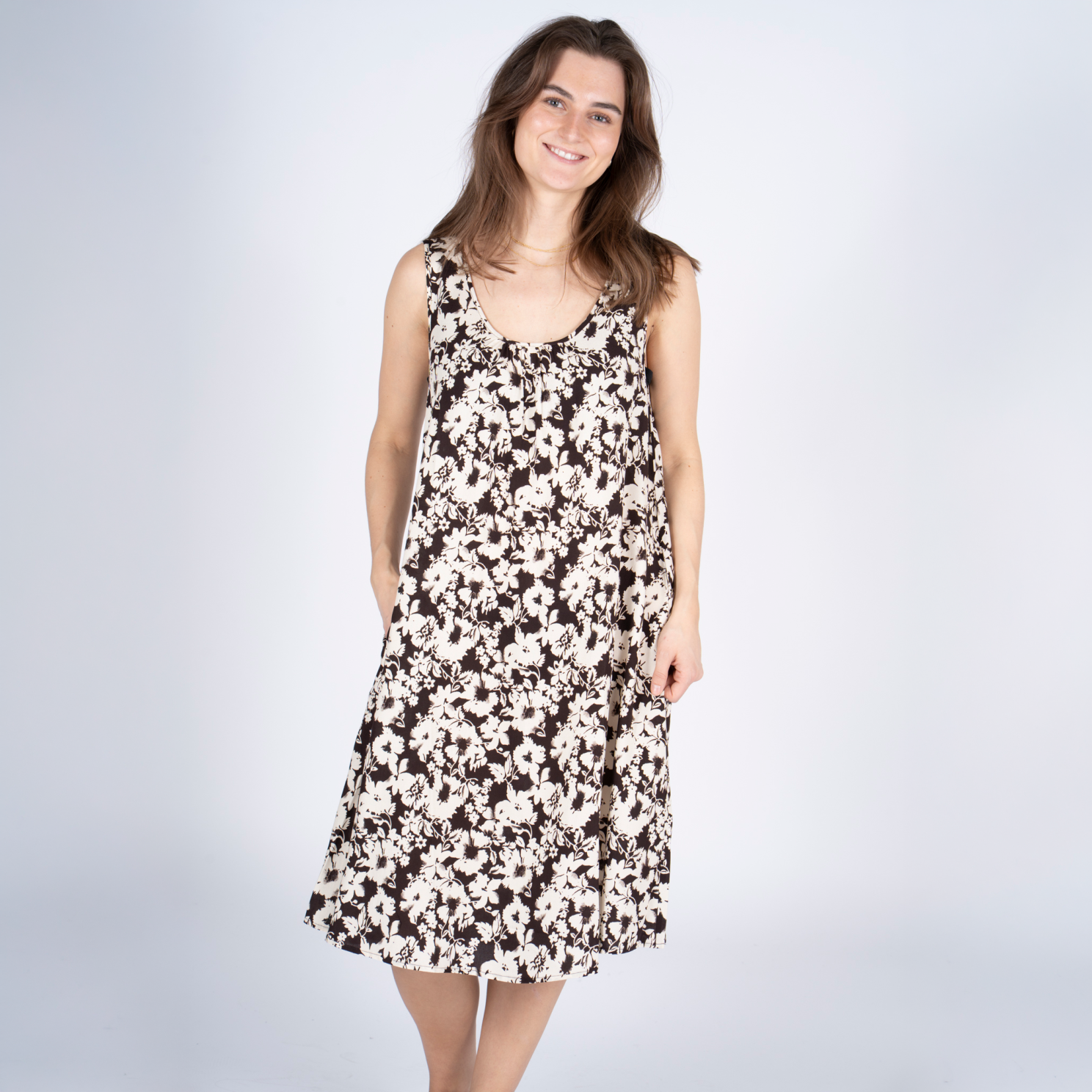 Sasia Felina Dame Kjole Chocolate Torte Brown   i Store Plus Size Størrelser