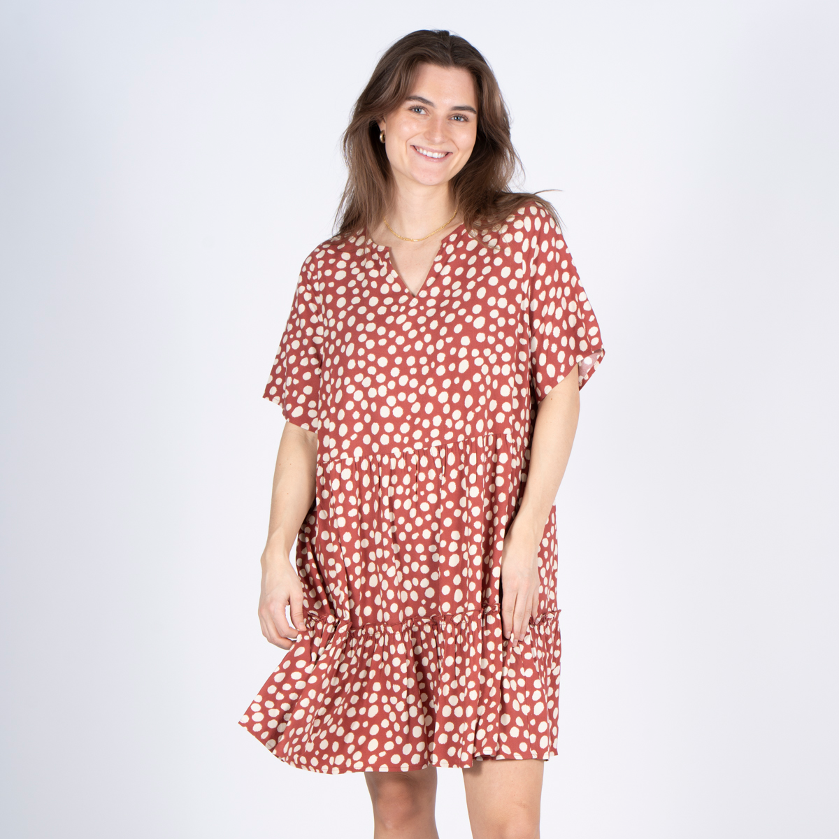Sasia Felina Dame Kjole Marsala Brown   i Store Plus Size Størrelser