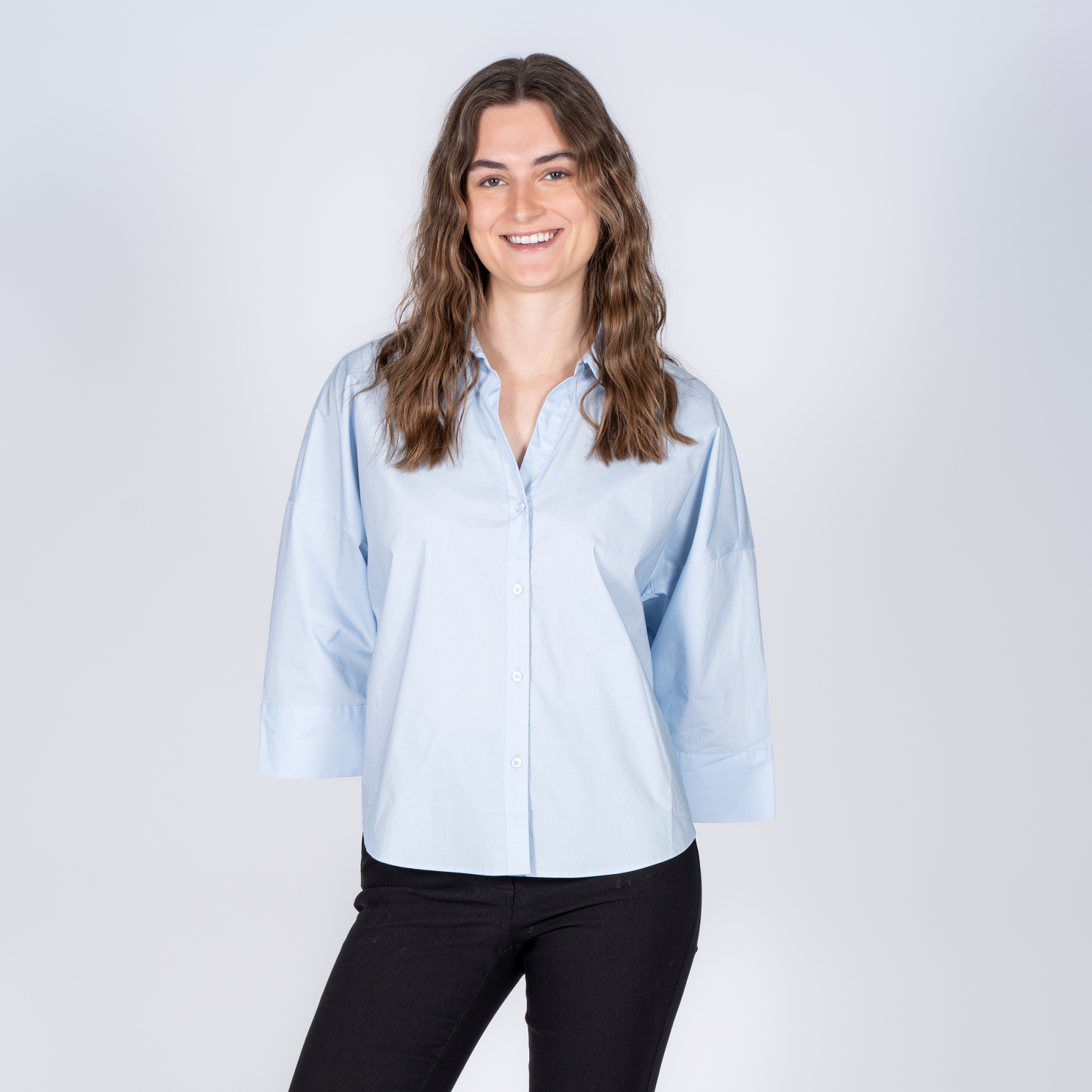 Sasia Peyton Dame Skjorte Cashmere Blue   i Store Plus Size Størrelser