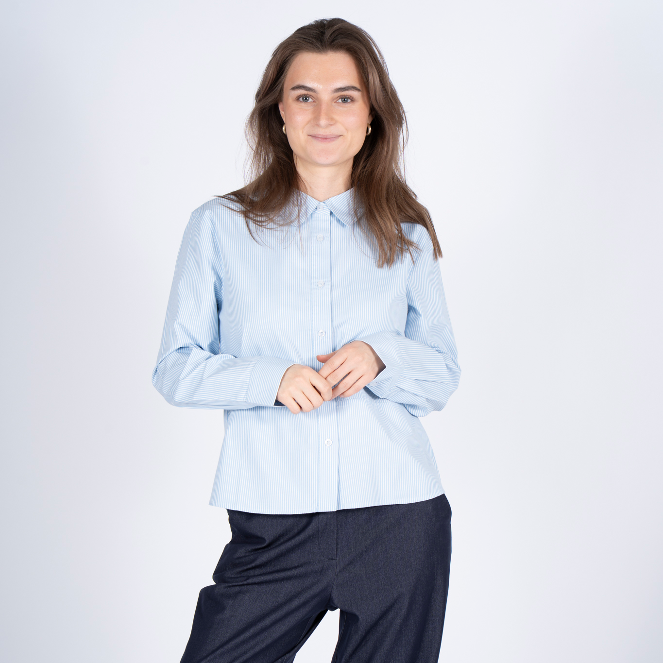 Sasia Sigrid Dame Skjorte Cashmere Blue    i Store Plus Size Størrelser