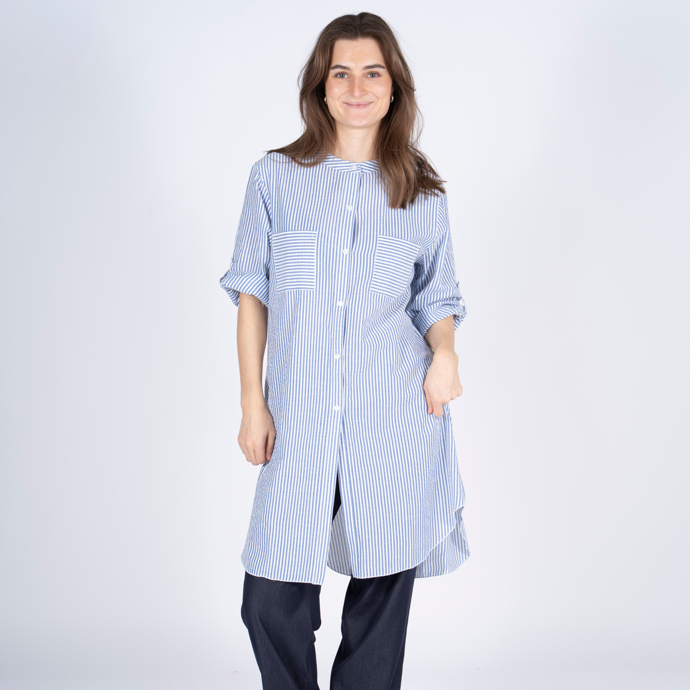 Sasia Tammy Dame Kjole Cashmere Blue    i Store Plus Size Størrelser