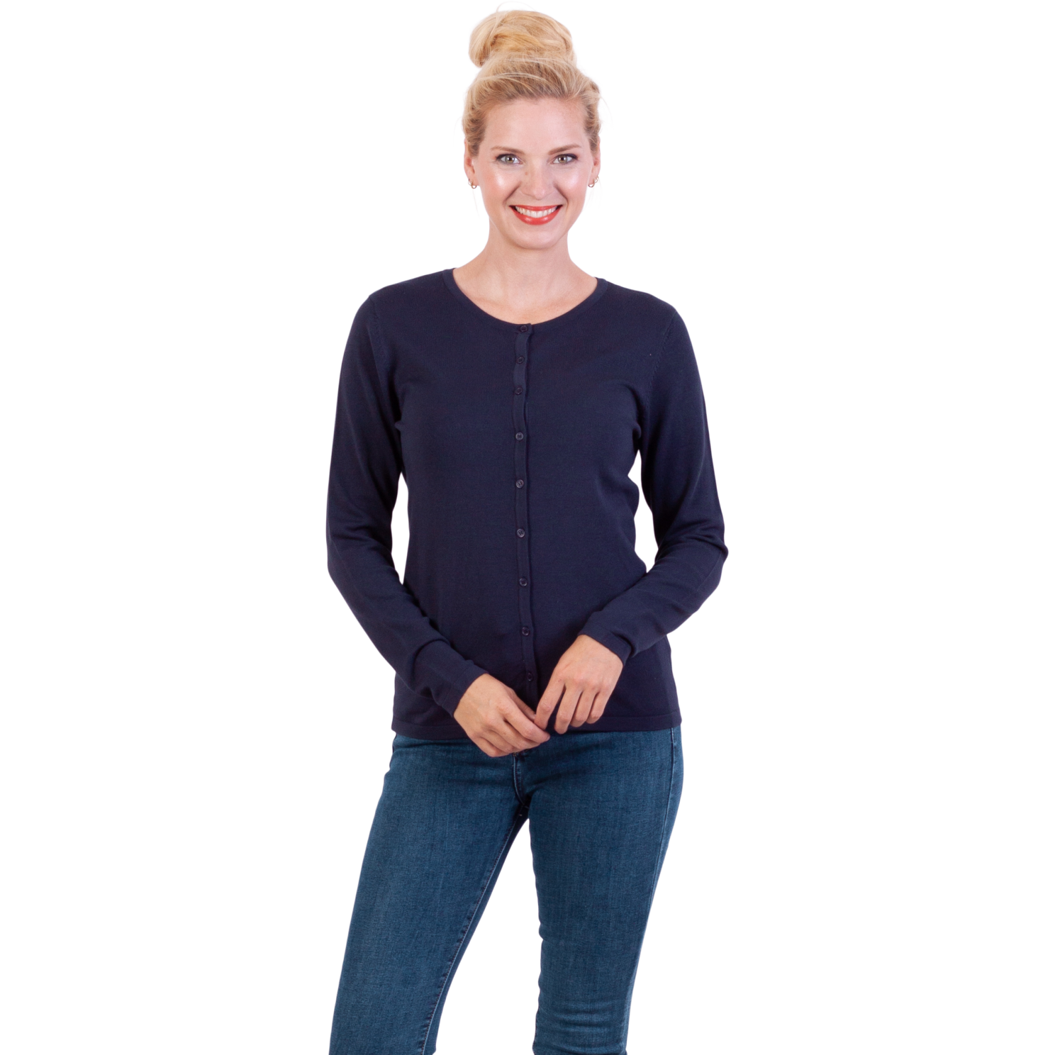 Steenholt Cava Cardigan til Plus Size - Elegant Navy Tilbud