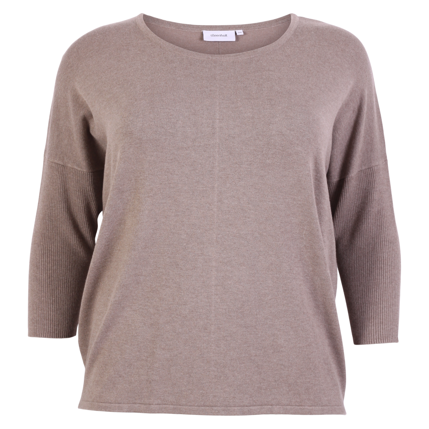 Steenholt Cava Striktrøje til Dame – Sand Plus Size Udsalg!