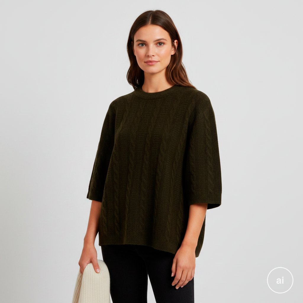 Steenholt Dame Striktrøje Dark Olive i Store Plus Size Størrelser