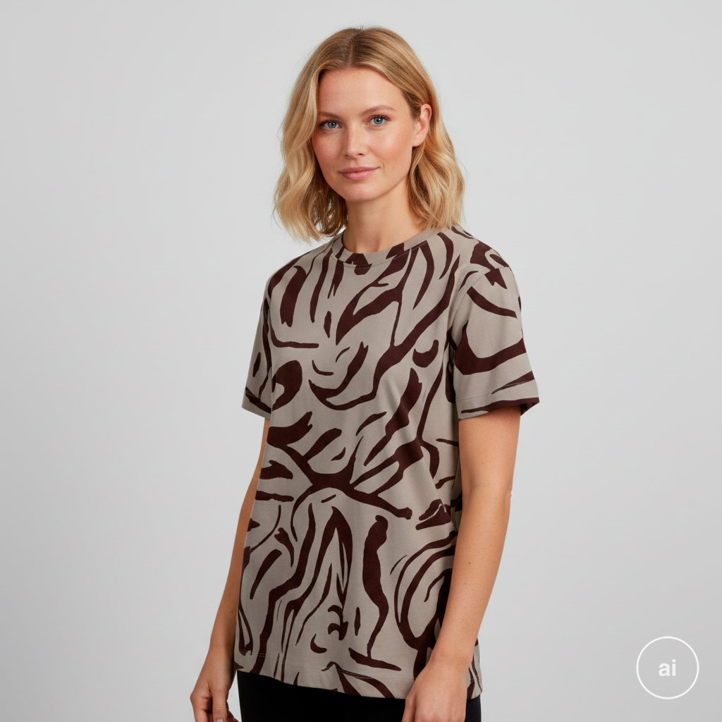 Steenholt Dame -shirt P5 Aop Rum Raisin i Store Plus Size Størrelser
