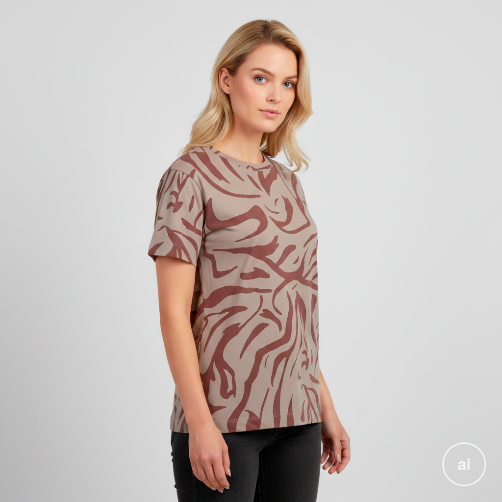 Steenholt Dame  -shirt P5 Aop Withered Rose   i Store Plus Size Størrelser