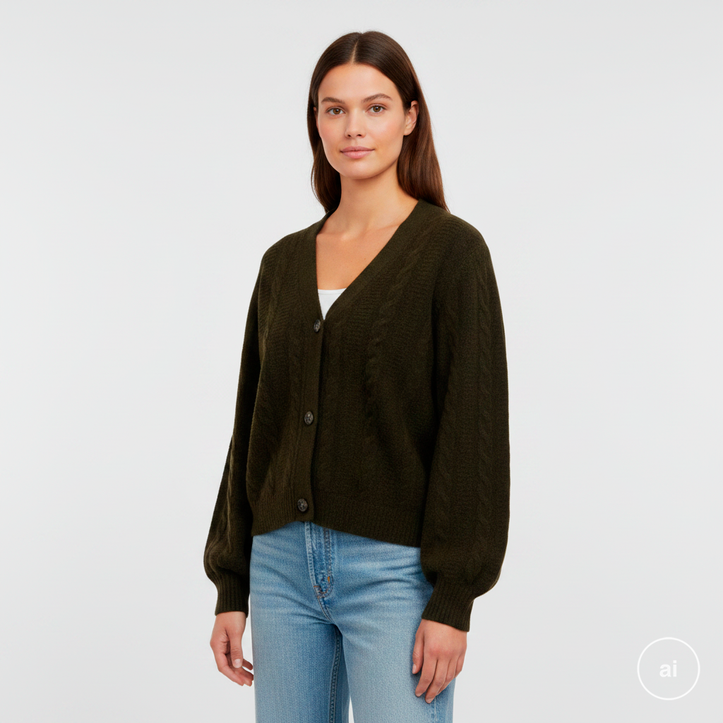 Steenholt Gora Dame Cardigan Dark Olive i Store Plus Size Størrelser
