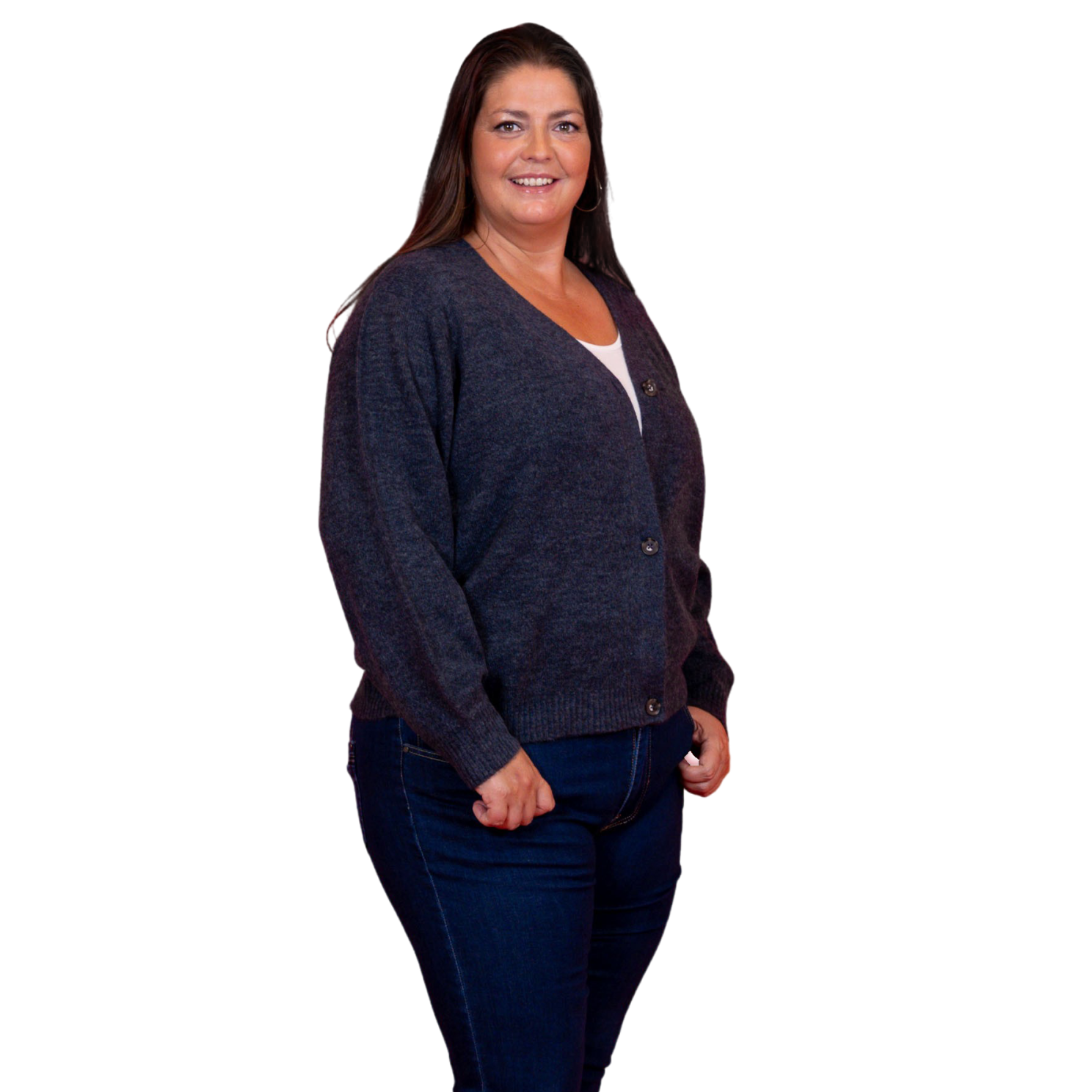 Steenholt Gora Plus Size Cardigan – Blå Nætter Tilbud
