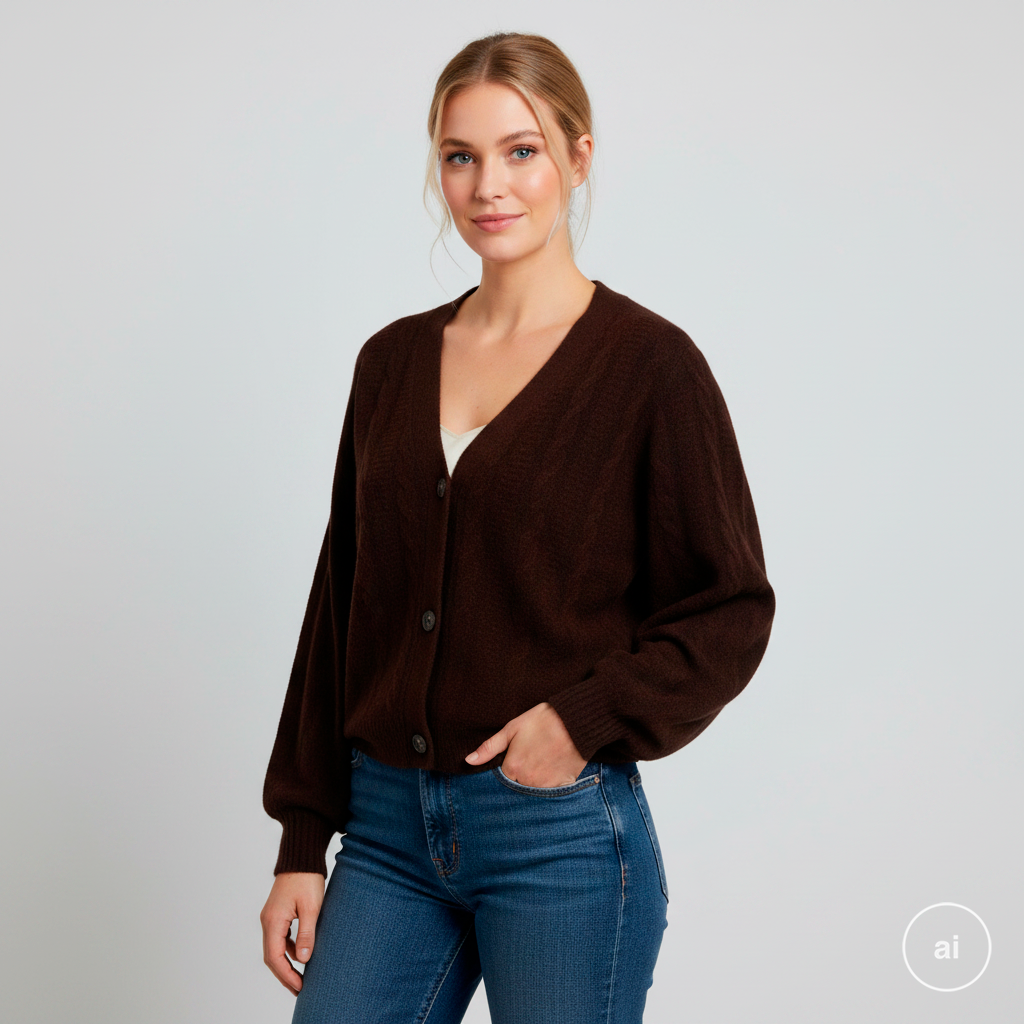 Steenholt Gora Dame Cardigan Rum Raisin   i Store Plus Size Størrelser