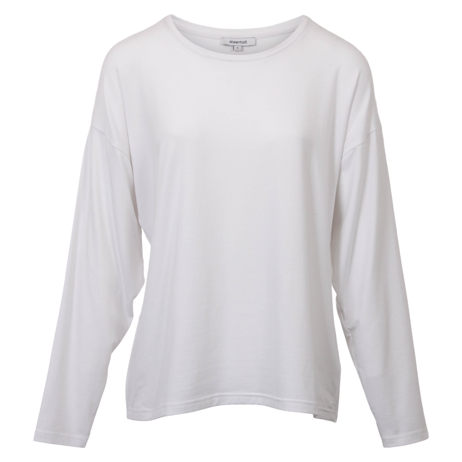 Steenholt Joan Dame Langærmet  -shirt Bright White    i Store Plus Size Størrelser