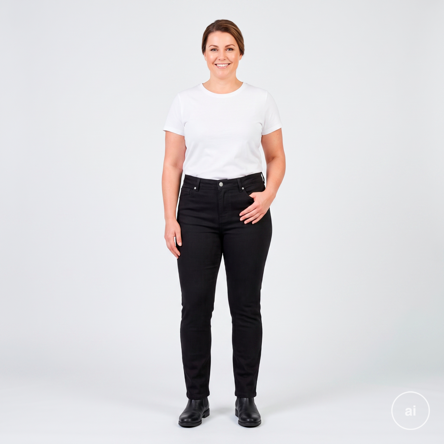 Steenholt Laura Dame Jeans Plus Size Black 50 30 i Store Plus Size Størrelser