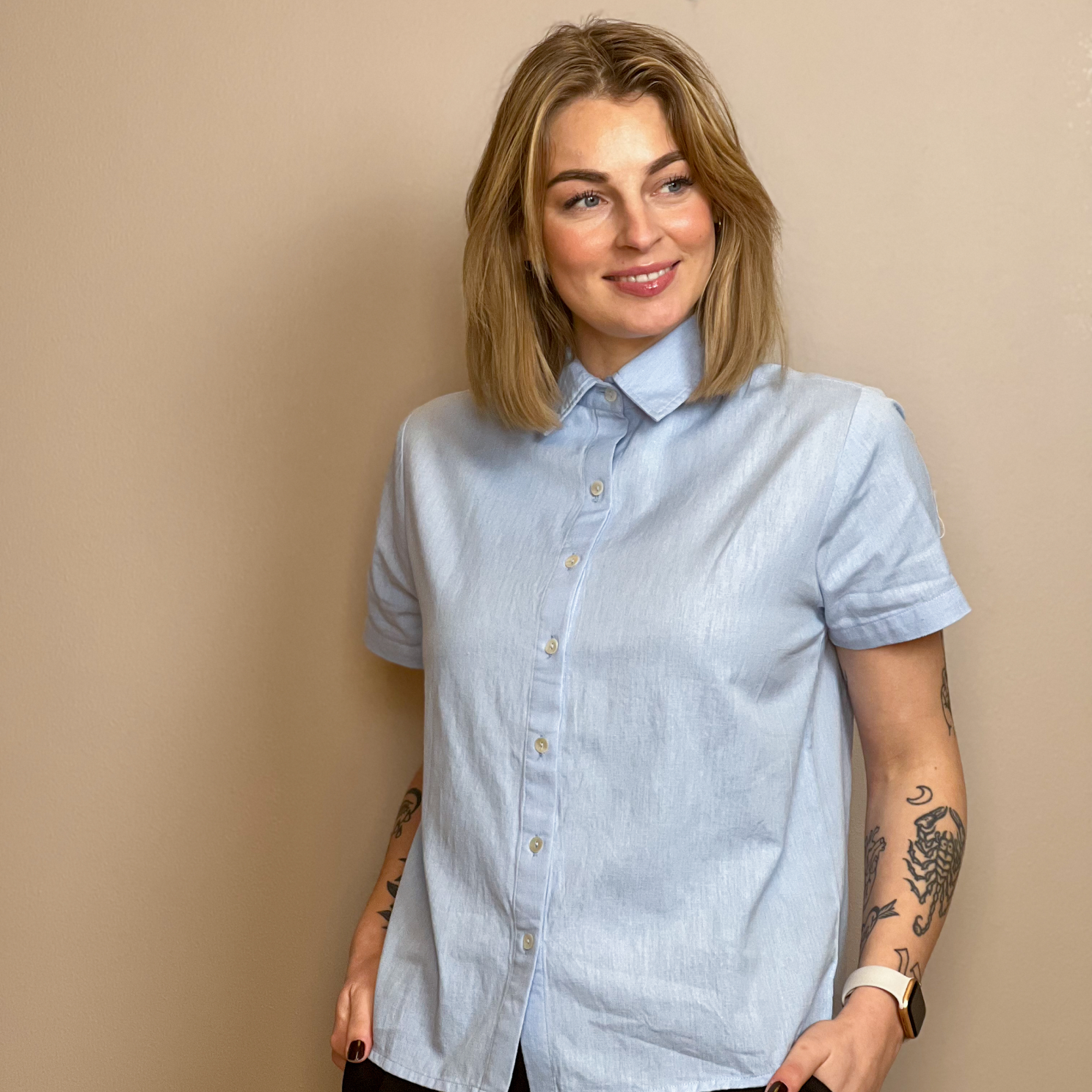 Steenholt Linett Dame Hørskjorte – Heavenly Blue Tilbud!