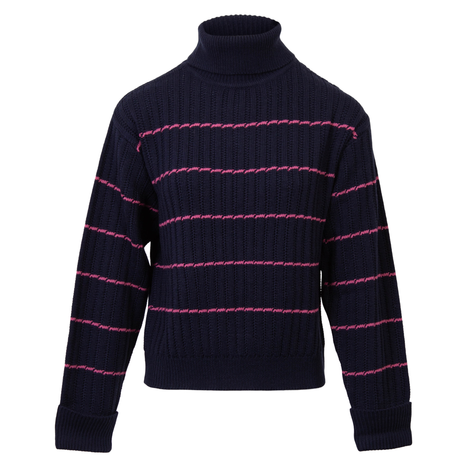 Steenholt Olivia Plus Size Rullekrave Striktrøje – Navy Must-Have!