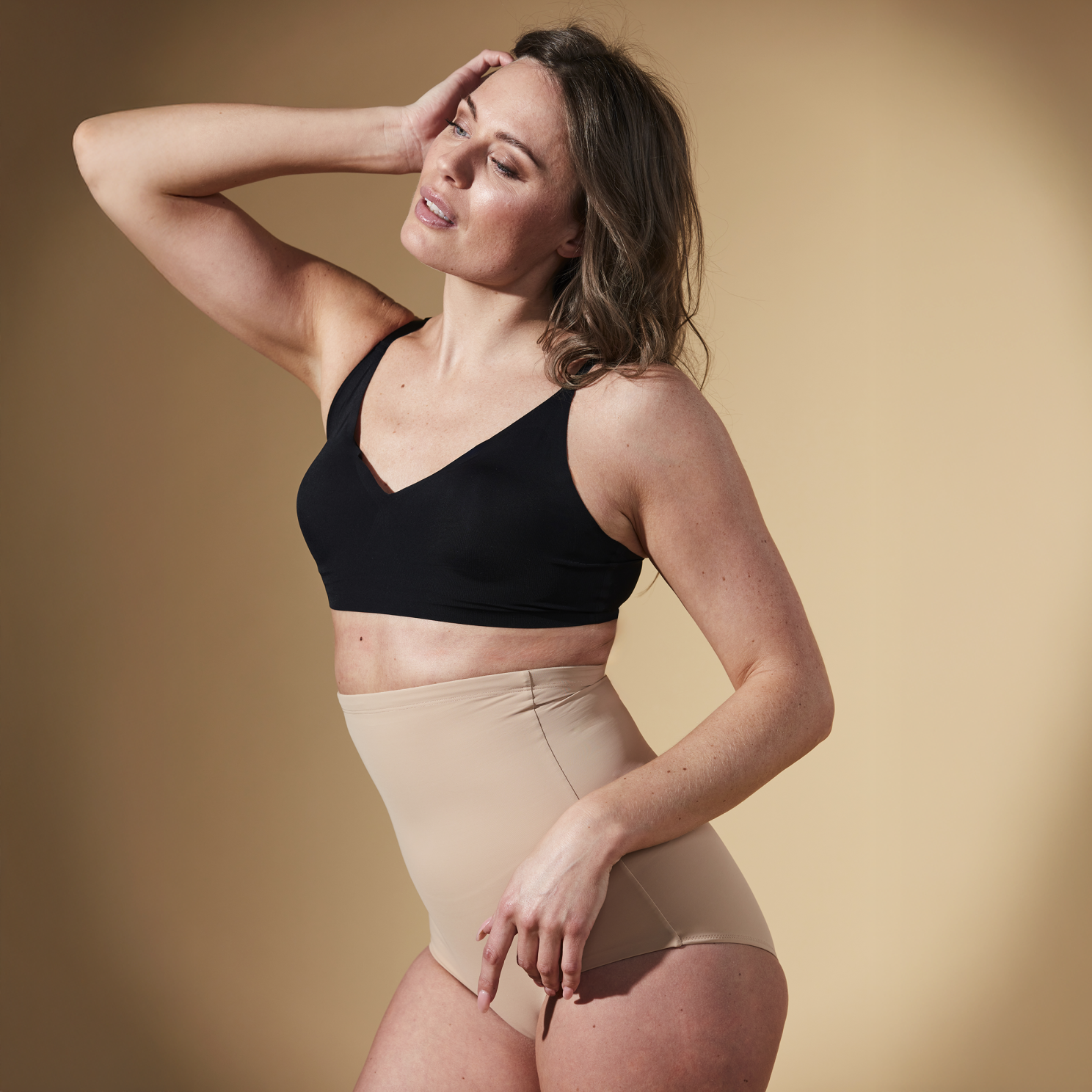 Support Hero Dame Shapewear i Beige – Plus Size Tilbud