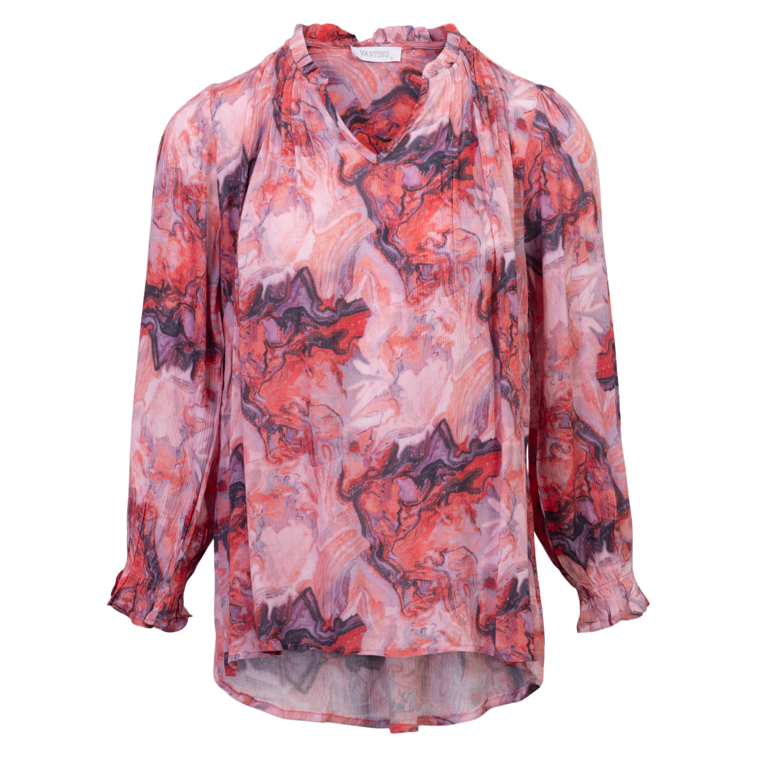 Elegant Plus Size Bluse med Flæser – Fantastisk Tilbud!