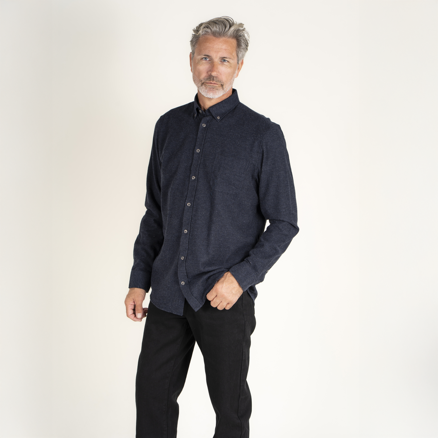 Vito Barny Plus Size Herreskjorte – Navy Mix til Mænd