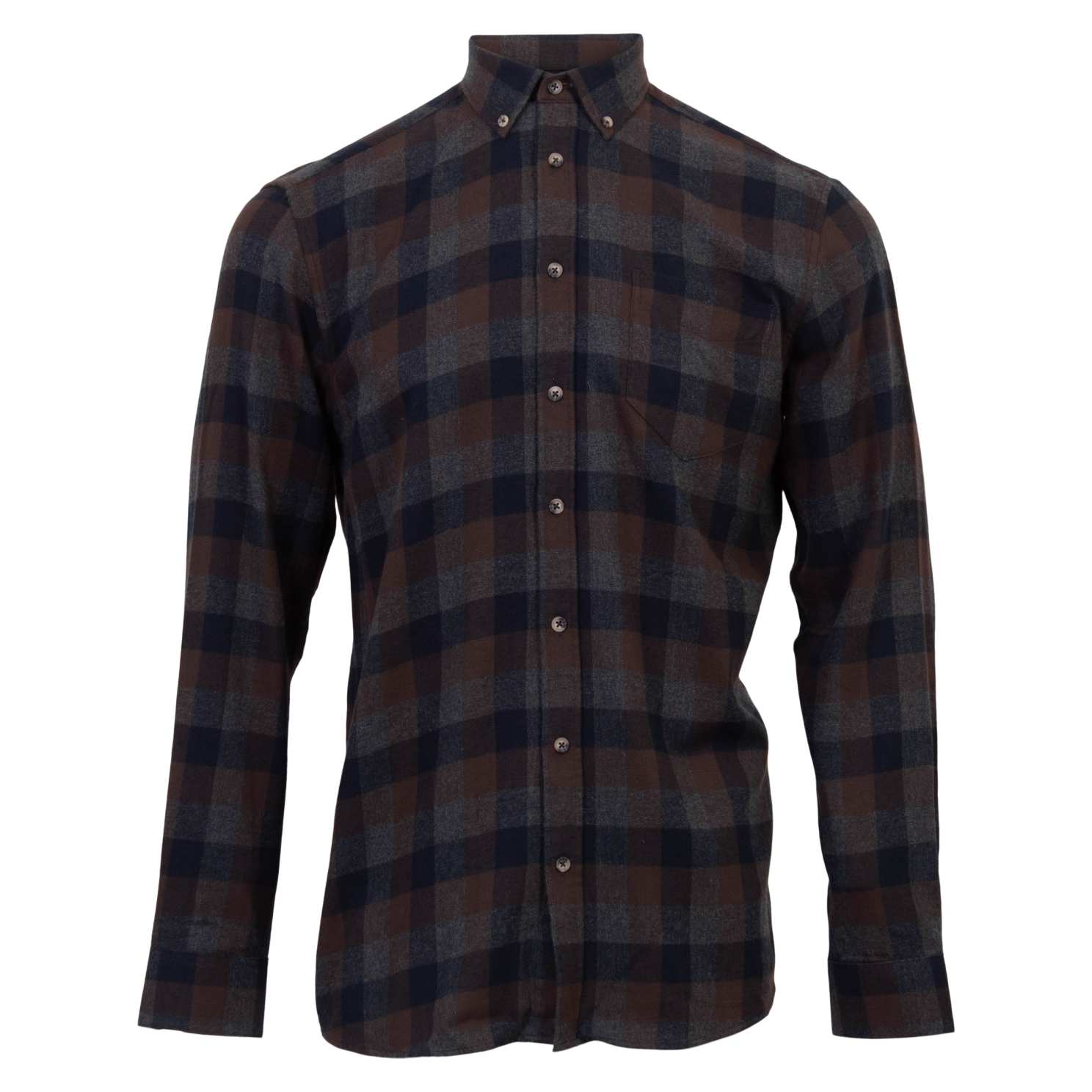 Vito Farmer Herreskjorte i Mørkebrun Flannel - Stil og Komfort