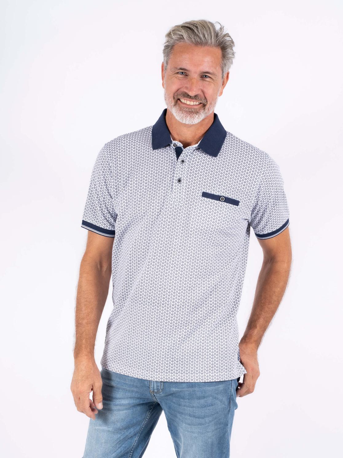 Vito Fletcher Herre Polo i Hvid – Plus Size Udsalg
