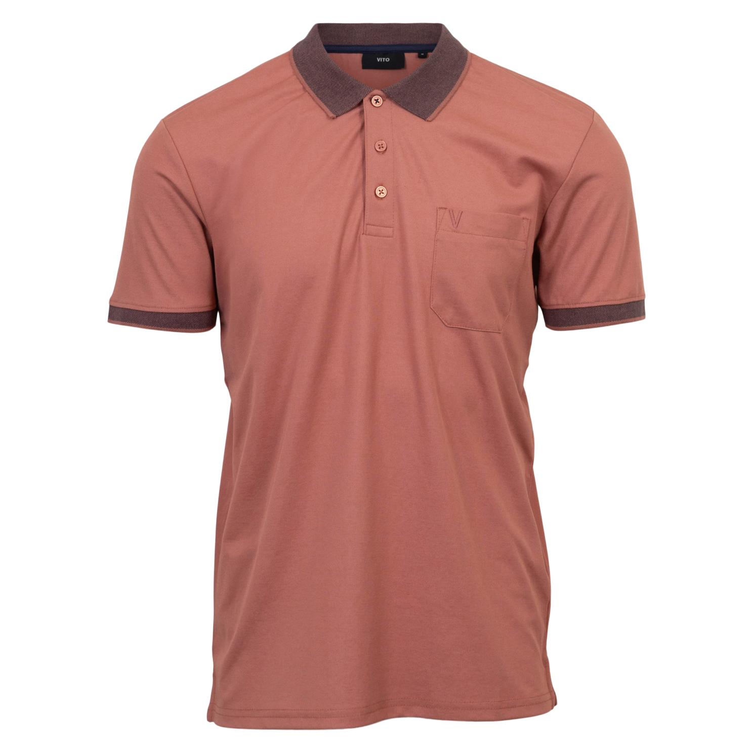 Vito Texas Herre Polo i Henna Rød – Elegant Plus Størrelse