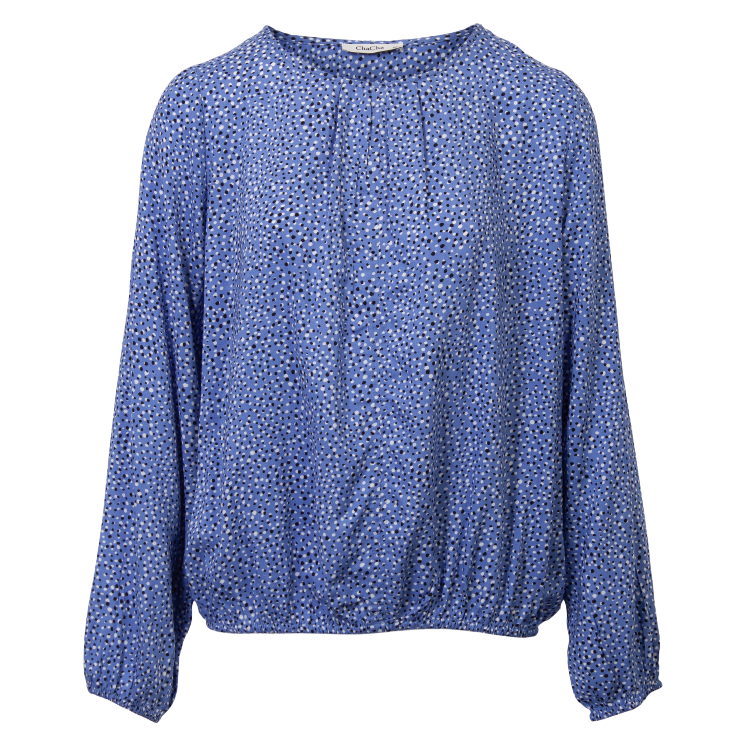 Spar på Blå Rynket Plus Size Bluse til Dame