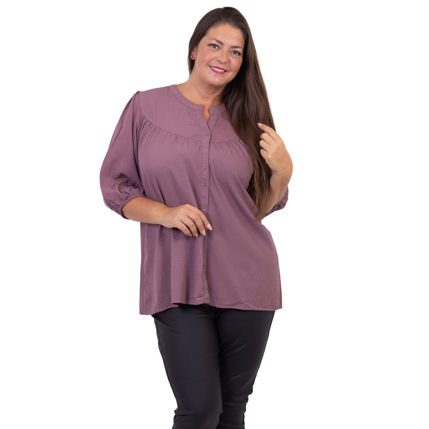 Elegant Plus Size Bluse i Plum – Stilfuld Komfort