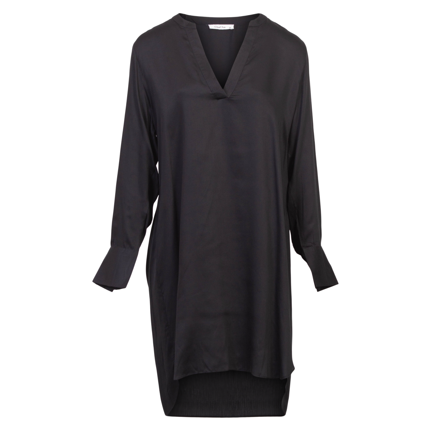Elegant Sort Plus Size Kjole med Lange Ærmer til Kvinder