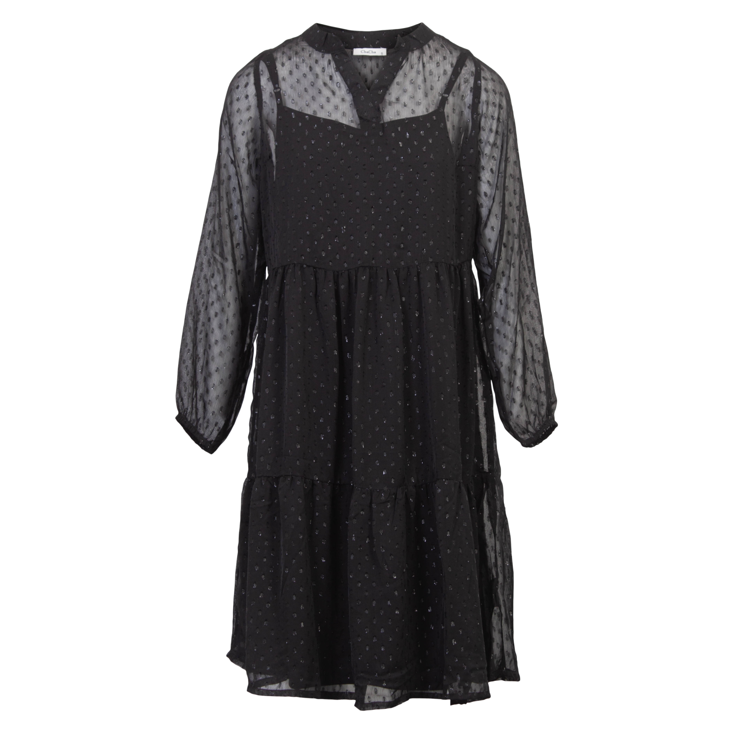 Elegant Chiffon Kjole til Plus Size – Sort med Detaljer