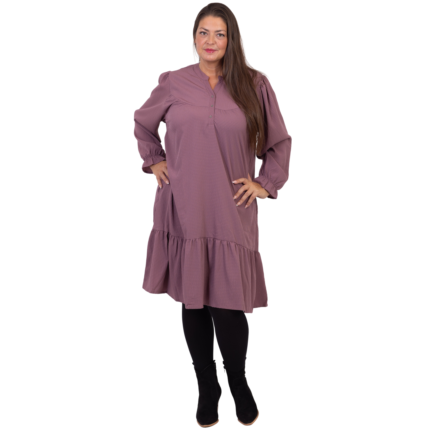 Elegant Plus Size Kjole i Plum – Uundgåelig Stil!