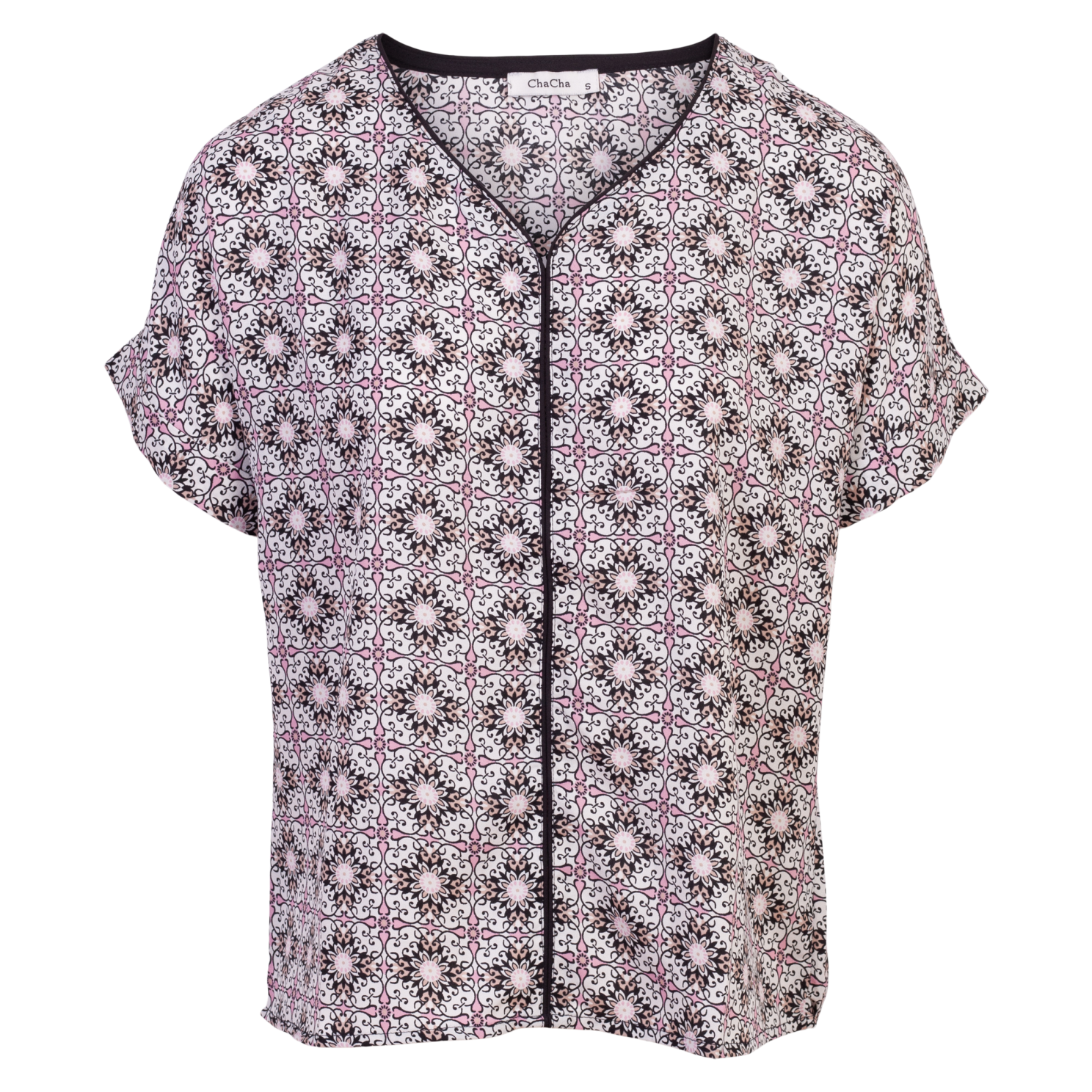 Stilfuld Plus Size Kortærmet Bluse med Print til Damer