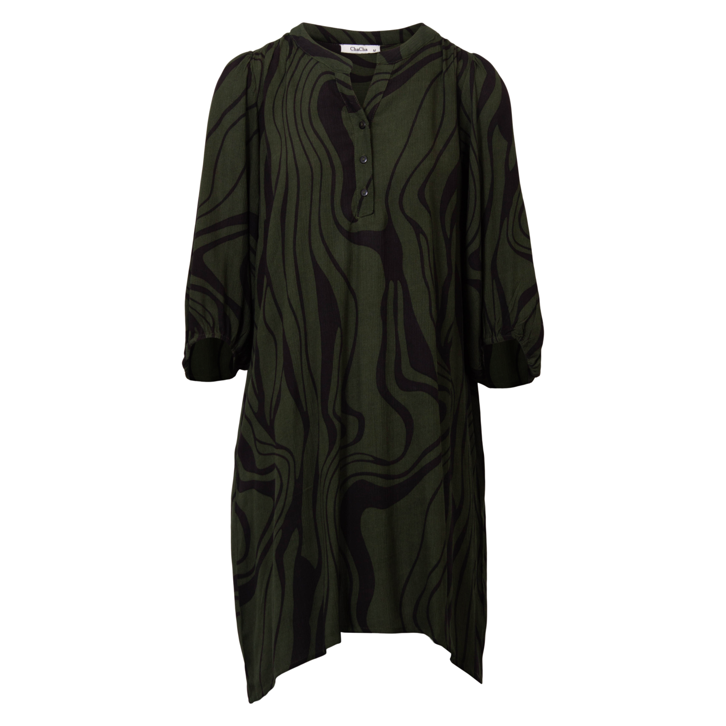 Elegant Khaki Tunika med V-udskæring – Plus Size Tilbud